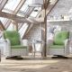 JOYSIDE 3-Piece Gray Wicker Patio Conversation Set Swivel Rocking Chair with Green Cushions and Table M71E-GRN-THD