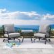 Unbranded 3-Pieces Steel Patio Conversation Set with Gray Cushions and Coffee Table MD3737702