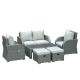 Outsunny 6-Piece Wicker Patio Conversation Set with Gray Cushions 860-153
