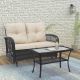 Maypex Dark Brown Wicker Glider Patio Conversatio Set with Beige Cushions (2-Piece) 2300837-DBR-H