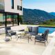 Patio Festival 4-Piece Metal Patio Conversation Set with Blue Cushions PF19104-20080-B