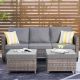 OVIOS New Vultros Gray 3-Piece Wicker Outdoor Lounge Chair with Dark Gray Cushions and 2 Ottomans GRS2021