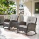 Gymojoy Carlos Brown 3-Piece Wicker Patio Conversation Set with Beige Cushions PW086-2