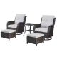 Pocassy Brown 5-Piece Wicker Patio Conversation Deep Seating Set and Ottoman with Beige Cushions PJ3514-2
