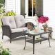 Gymojoy Carlos Brown 2-Piece Wicker Conversation Set with Beige Cushions PW088-2