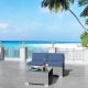 JOYSIDE 3-Piece Wicker Outdoor Patio Furniture Sectional Conversation Set with Blue Cushion and Side Table MA002-BLU-02-HD