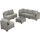 JUSKYS 7 Pieces Patio Furniture Set All-Weather Sofa Set Gray Wicker Patio Conversation Set with Table and Gray Cushion OLGY8123