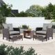 PATIOGUARDER 5-Piece Wicker Lounge Chair Outdoor Rattan Patio Conversation Set with Ottoman and Gray Soft Cushions HDPG23027