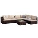 PATIOGUARDER 7-Piece Wicker Patio Conversation Sofa Set with Beige Cushions and Coffee Table HDPG23008