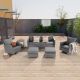 JOYESERY 6-Piece Gray Wicker Outdoor Seating Sofa Set with Swivel Rocking Chairs, Gray Cushion J-S1-2RHGYT3