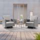 JOYESERY 3-Piece Gray Wicker Patio Bistro Set Swivel Rocking Chairs with Side Table, Linen Grey J-2R-HLY-T2
