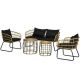 Outsunny PE Rattan Outdoor Furniture Set 5-Piece Steel Patio Conversation Set with CushionGuard Cushions 860-320V00BK