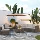 LQOFZ 7-Piece Brown Wicker Patio Conversation Set with Beige Cushions BROWN7P-BEIGE