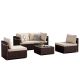 PATIOGUARDER 5-Piece Wicker Patio Conversation Seating Set with Beige Cushions and Coffee Table HDPG23001