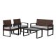 JONATHAN Y Elina 4-Piece Modern Coastal Faux Wicker Patio Conversation Outdoor Patio Set, White/Black LVG1102B-4SET