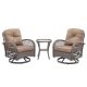 Unbranded 3-Piece All-Weather Wicker Outdoor Swivel Rocking Chairs Patio Conversation Set with Khaki Cushions and Coffee Table FF-W640142462