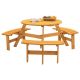 Unbranded 6-Person 35 in. Natural Outdoor Circular Fir Wood Patio Conversation Set with 3 Built-in Benches and Umbrella Hole HGZ-2122467A