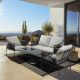 LuxenHome 4-Piece Dark Gray Iron Outdoor Patio Furniture Set with Cushions WHOF1914
