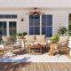 Harper & Bright Designs Bohemian Style 4-Piece Metal and Wicker Patio Conversation Set with Beige Cushions HZZ024AAA