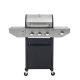 Unbranded Propane Grill 3-Burner Portable Barbecue Grill, Stainless Steel Gas Grill with Side Burner and Thermometer in Black ML-W165083094