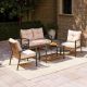 LAUSAINT HOME Brown 4-Piece Wicker Patio Conversation Set with Beige Cushions FSS006-001-S