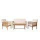 Unbranded Brown 4-Piece Acacia Wood Patio Conversation Set with Beige Cushions for Garden, Backyard NS-59116
