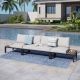 PHI VILLA Metal 4-Seat 3-Piece Outdoor Patio Conversation Set with Gray Cushions DC3PV327AC