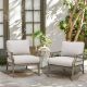 PEAK HOME FURNISHINGS Lamando 2-Piece Aluminum Patio Outdoor Lounge Chair with Light Mixed Gray Cushions 970455T-HB
