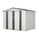 Sudzendf 8 ft. W x 6 ft. D Outdoor White Metal Storage Shed with Metal Foundation and 2 Lockable Doors, Tool Shed (48 sq. ft.) 3342W3543