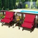 Liviza 3-Piece Metal Patio Conversation Set with Red Cushions TDS10299RE