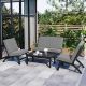 Unbranded Black 4-Piece Acacia Solid Wood V-shaped Patio Conversation Set with Gray Cushions and Coffee Table M509-12