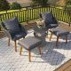 OLUMAT 5-Piece Wicker Patio Conversation Sectional Seating Set with CushionGuard Grey Cushions FO-OCS-002