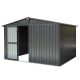 Huluwat Black 10 ft. W x 8 ft. D Galvanized Steel Metal Shed with Lockable Double Door, Vents (80 sq. ft.) S-S00032