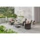 Hampton Bay Chasewood Brown 4-Piece Wicker Patio Conversation Set with CushionGuard Biscuit Putty Cushions 505.105E.000
