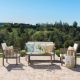 Unbranded Gray 4-Piece Acacia Wood Patio Conversation Set with Cushions 20059116GRY