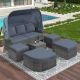 OLUMAT 6-Piece Wicker Patio Conversation Set with Gray Cushions FO-OCS-049