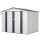 Zeus & Ruta 8 ft. W x 6 ft. D Metal Shed with Double Door with 2 Lockable Doors for Garden, Backyard, Lawn, White (48 sq. ft.) XY-616