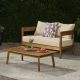 maocao hoom 2-Piece Wood Patio Conversation Set with Beige Cushions HSH-68615.00BGE
