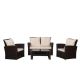 Unbranded 4-Pieces Brown PE Rattan Wicker Patio Conversation Set, Outdoor, Patio Garden Backyard Sofa Set, with Beige Cushions LT-318
