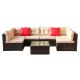 Unbranded 7-Pieces Outdoor Patio Conversation Set with Shallow Brown Cushions and Table, Wicker Sofa for Porch and Garden,Poolside LT-328
