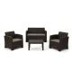 Zeus & Ruta 4-Piece Brown Wicker Patio Conversation Set with Water Resistant Mix Beige Cushions for Garden, Balcony, Porch HWB-350