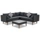 Unbranded 4-Pieces Black Wicker Patio Conversation Set, Patio Furniture L-shape Sofa Set, with Gray cushions and Colorful Pillows LT-480