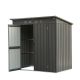 Tenleaf 6 ft. W x 4 ft. D Black Metal Utility Tool Sloping Roof Galvanized Shed with Double Lockable Doors, Latches (24 sq. ft.) FCBF13-110