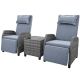 Unbranded 3-Piece Wicker Outdoor Patio Conversation Set with Gray Cushions, Coffee Table and Adjustable Backrest for Swimming Pool H2PH012OT099