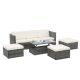 Zeus & Ruta 5-Piece PE Rattan Wicker Outdoor Patio Conversation Sectional with Beige Cushions Lift TOP Coffee Table and Ottoman XY-892