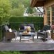 HOOOWOOO Tampa Gray 4-Piece Wicker Modern Outdoor Patio Conversation Sofa Loveseat Seating Set with Black Cushions GNS1004