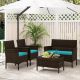 LIVIZA 4-Piece Wicker Patio Conversation Set with Turquoise Cushions OUG71887TU