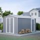 Thanaddo 8 ft. W x 12 ft. D Outdoor Metal Storage Shed with Additional 1 Side Door 88.5 sq. ft. Gray M08120030