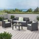 Zeus & Ruta 4-Piece Brown PE Rattan Wicker Iron Patio Outdoor Conversation Set with Beige Cushions AS-328