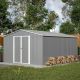 Thanaddo 11 ft. W x 13 ft. D Outdoor Metal Tool Storage Shed, Gray (140 sq. ft.) M11130014